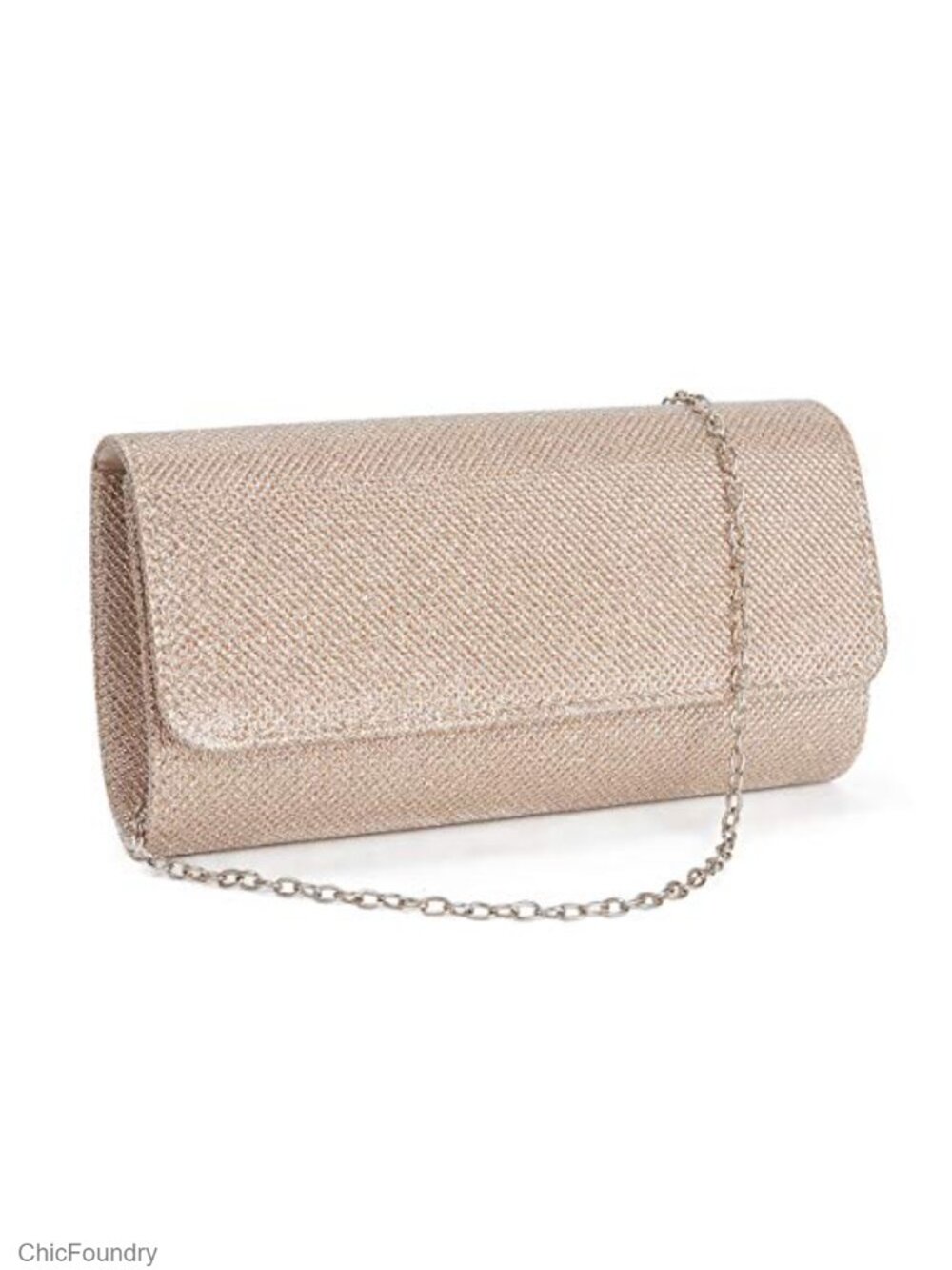 Holographic PU Leather Quilted Evening Clutch with Detachable Chain